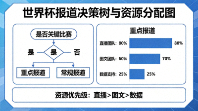 世界杯报道决策树，关键比赛报道资源分配图