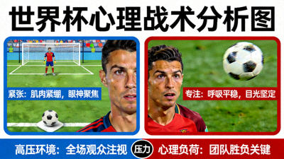 世界杯心理战术分析图，点球大战与关键罚球时刻球员表情与压力标注